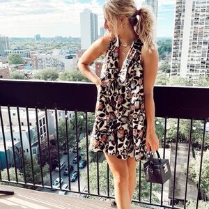 Free People Black and White Floral Mini Dress